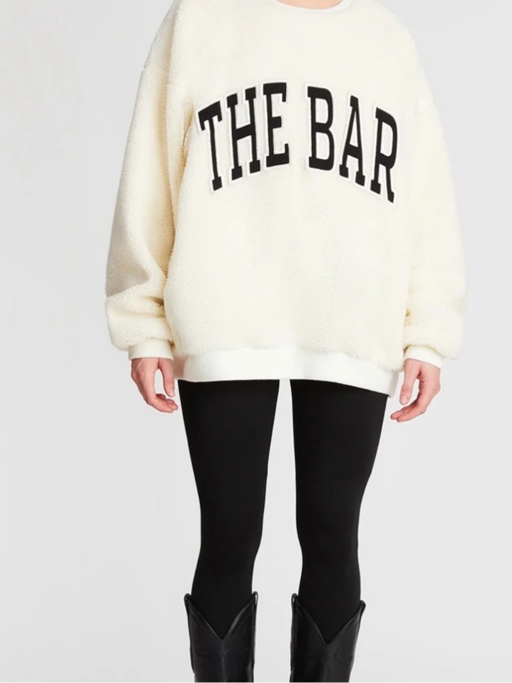 The Bar Gigi Shearling Sherpa Fleece Crewneck Sweatshirt Sz L